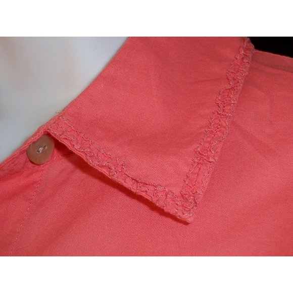 J. Jill Top XS Button Down Ruffle Collar Orange Coral - Picture 5 of 7